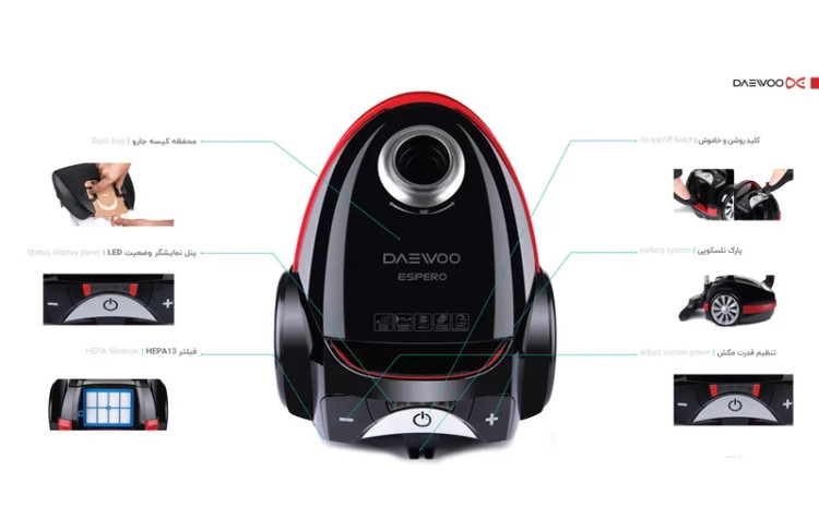 قیمت ووخرید جاروبرقی دوو مدل DVC-LH22R توان ۲۱۰۰ وات