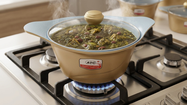 قیمت و خرید سرویس قابلمه ۱۹ پارچه ATC مدل A133 روکش گرانیتی
