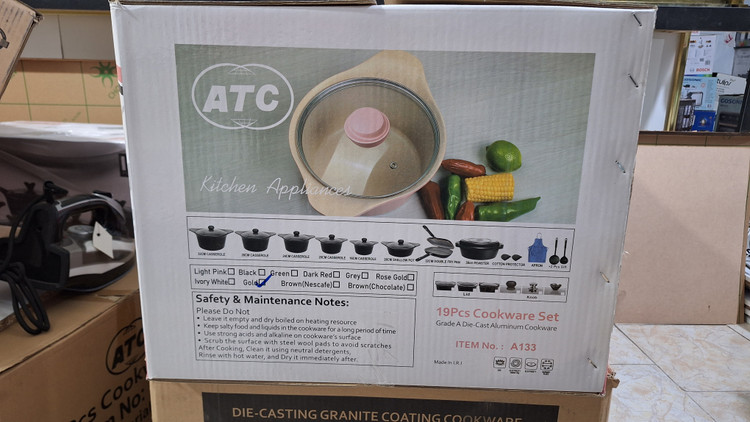 قیمت و خرید سرویس قابلمه ۱۹ پارچه ATC مدل A133 روکش گرانیتی
